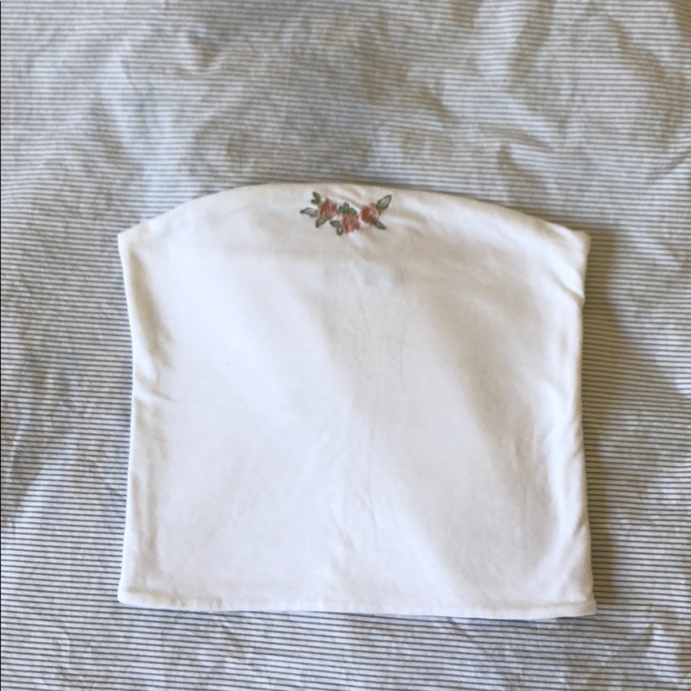 Brandy Melville White Tube Top w/ Rose Detail